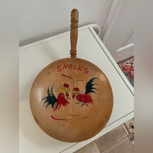 Wooden Vintage Japanese Hand Painted Snack Bowl